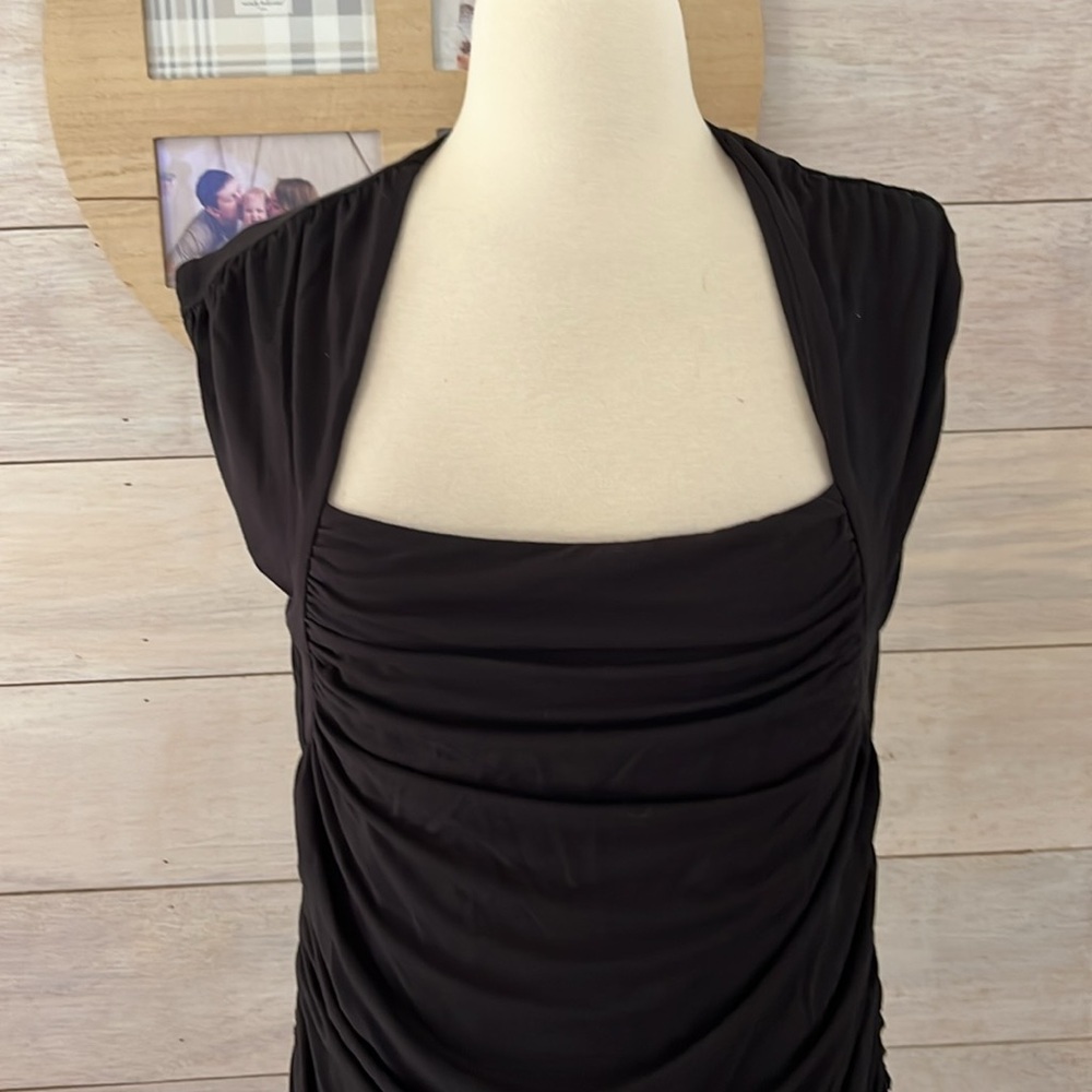 LOFT Black Ruched Women's Blouse L - Picture 2 of 5